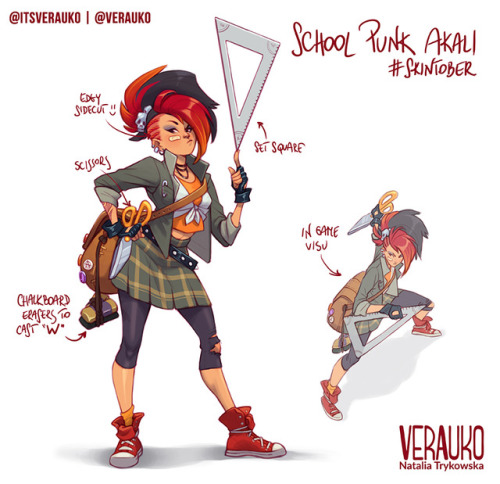 #Skintober Day 6 - Academy skin and for this theme I&rsquo;ve decided to make School Punk Akali 