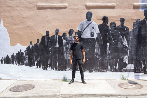 hahamagartconnect:  JR Pays Tribute to the Civil Rights Movement Street artist, JR - known for his trademark B&W portraits that flank inner city communities - marked the 50th Anniversary of Civil Rights Activist, Martin Luther King’s “I Have a