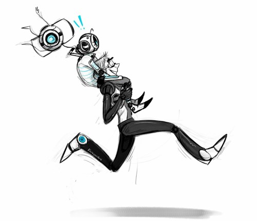 faragonart:  GO GO GO!!!!cute lil android!Wheat and Wheatbag belong to @roseraiider! 