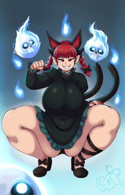 meganemausu: Full Color Commission done for Wulfy!  feat.Orin and Orin++ from the 2hu Project series  ™!! 