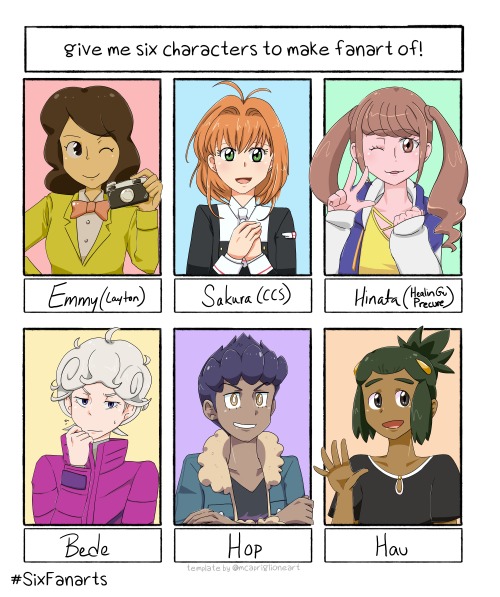 vulpixidoodles:6 characters meme that was going around on twitter