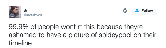 refinery29:  Hollywood’s hottest couple is Spideypool but you’d only know it