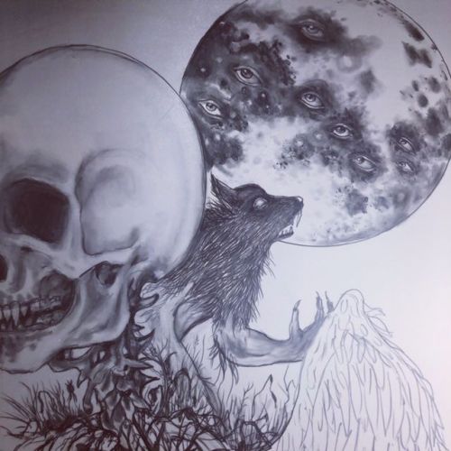 Day one: Werewolf for MabsDrawlloweenClub. Gonna add each prompt daily to one big drawing.