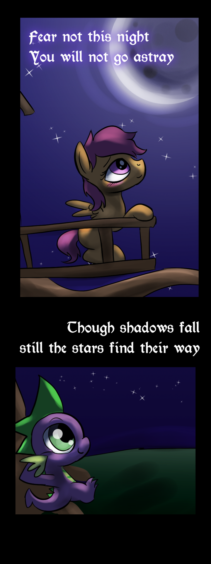 casualprivatepinkie:  spike-in-weirdworld:  dreamwarden:  Fear not this night,you
