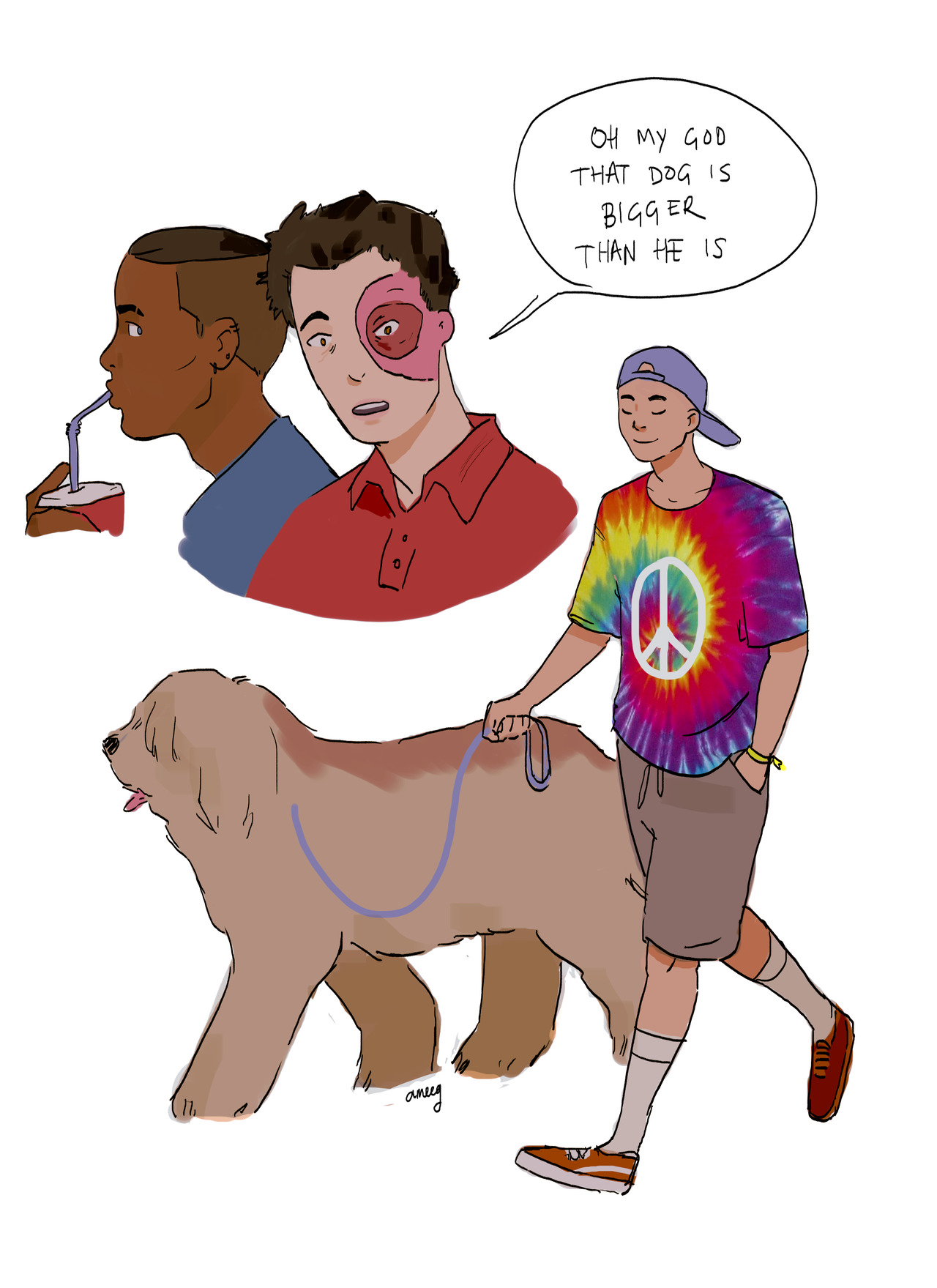 companionsofusall:ameeg:zuko meets appa! [id: fanart of a modern au for avatar the