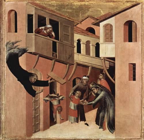 Simone Martini, Salvataggio di un bambino caduto da un balcone, 1328.