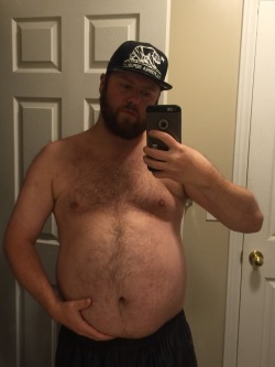 keepembloated:  fatguyworld:  Tubby cub  Getting a nice shape to his belly.