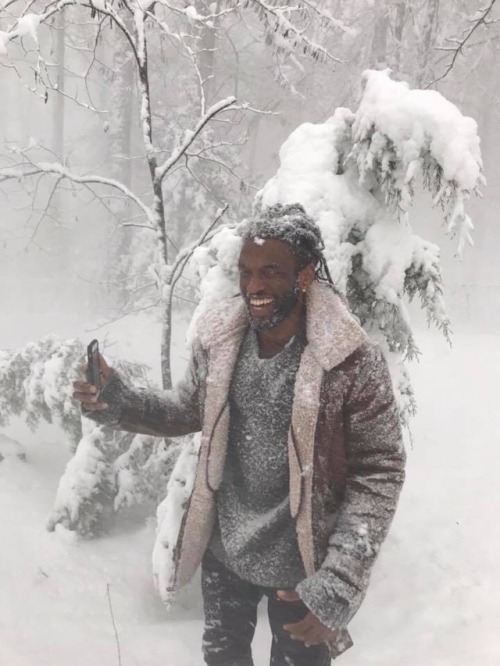 locsofpoetry: locsofpoetry:  Black Boy Joy in the ❄️  Ima let y’all be great - but umm the lovely black man in this photoset is my lover. We’re celebrating three years next month. ❤️ Black Love gon’ get this work.  