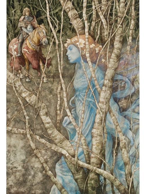 songesoleil:The Elfin Maid, The Land of Froud Illustration.1976.Watercolor on board.David Larkin, Ba