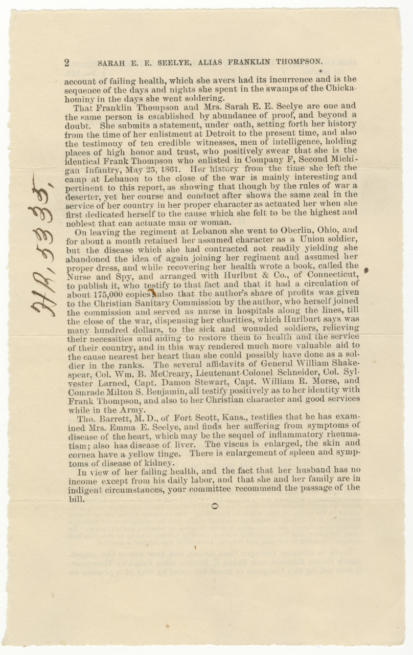 Today's Document • Application of Sarah Emma Edmond Seelye,...