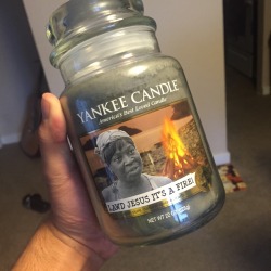 glitterweave:  glitterweave:  So I finally opened that box my mom sent me…  Update: My mom didnt even buy this. She took the time to rip the label off, print a new one, and re-seal it to the candle jar  