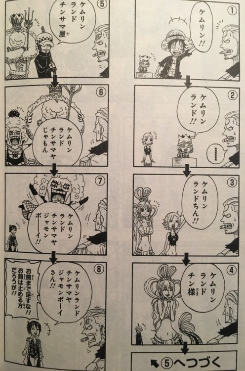 ONE PIECE PARTY short comic, book 2Listen upLuffy: Smokey!Leo: Smokeyland!Camie: Smokeyland-chin!Shi