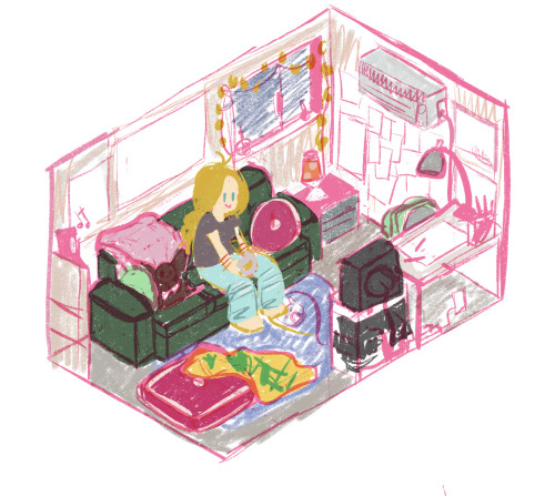 Isometric Sketch Of A Shed My Parents Made When I Was A Teenager. It Had An Art Desk And My Video Games.
