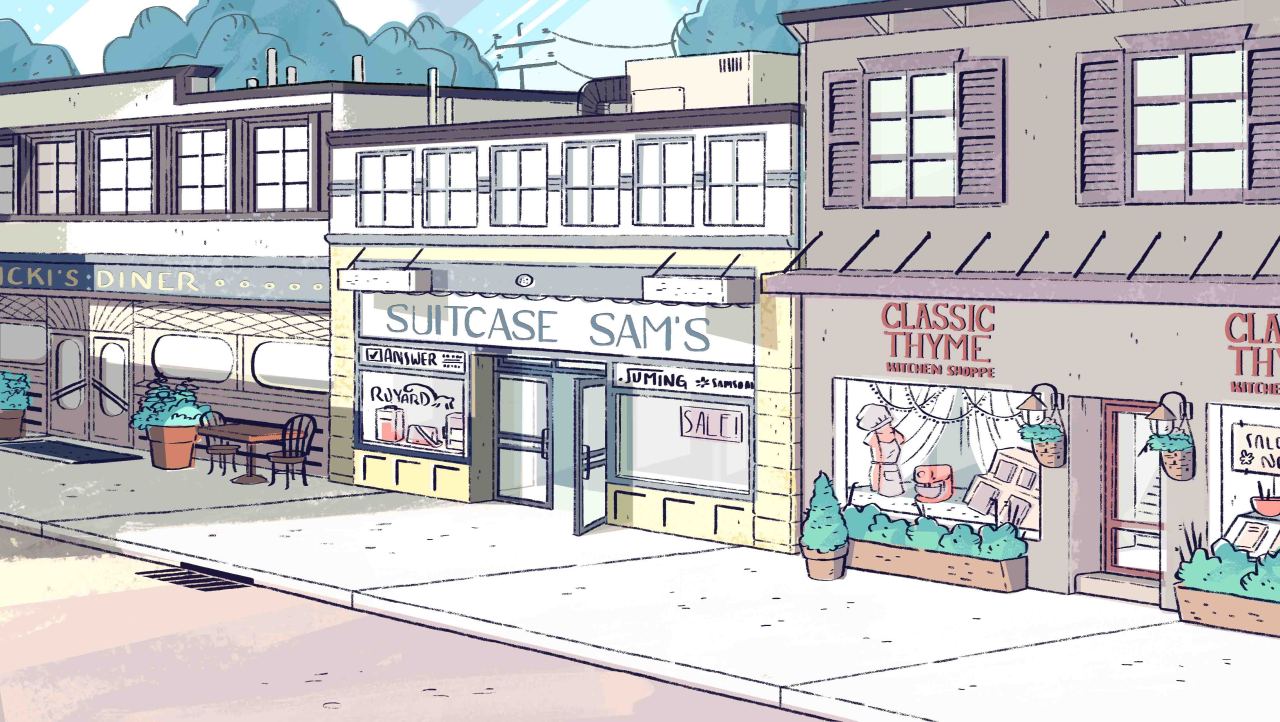 A selection of Backgrounds from the Steven Universe episode: Onion Trade Art Direction: Elle