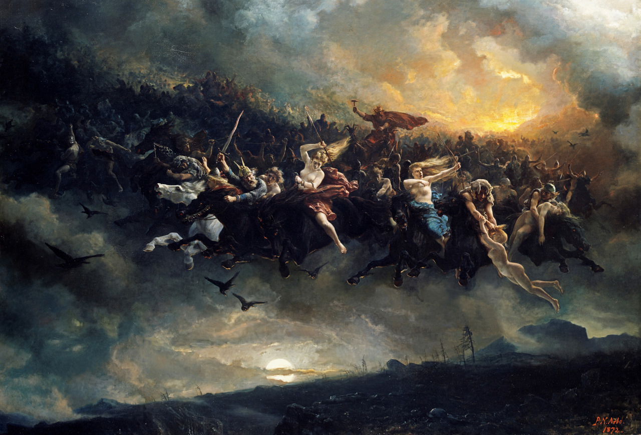 aqua-regia009:  Åsgårdsreien / The Wild Hunt (1872) -  Peter Nicolai Arbo  