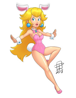 Pinupsushi:color Commission For Dan Shive Of Princess Peach With The Rabbit Ears