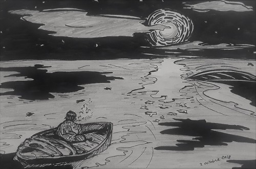 Inktober Day 2 - TranquilHaha inking a nighttime ocean scene sucks.Bringing in some fanart for inkto