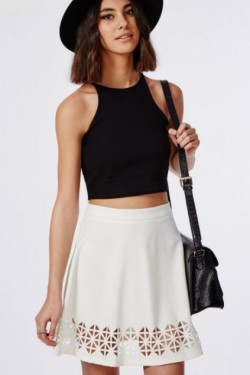 the-fashion-alba:  LUCLUC White Cut-Outs Empire Skirt  