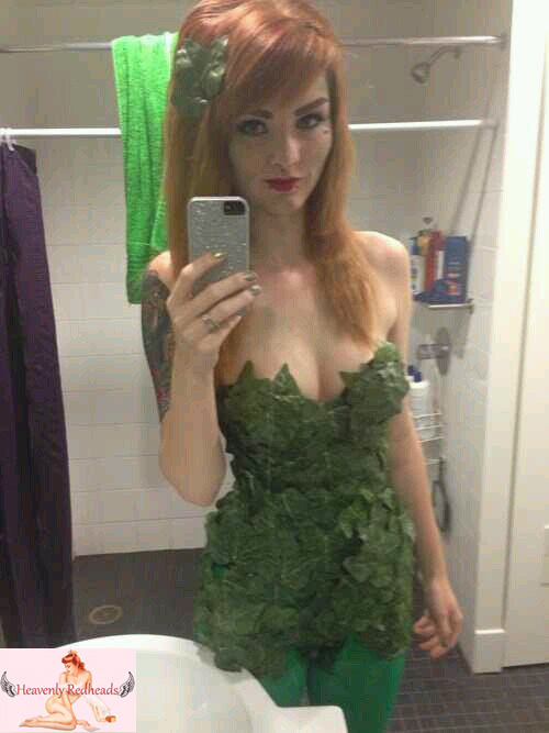 Porn photo Heavenly Redheads fan Krissie as Poison Ivy!