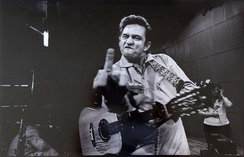 chrisgoesrock:Johnny Cash ‘giving the finger,’ shot in 1969 at California’s San Quentin Prison