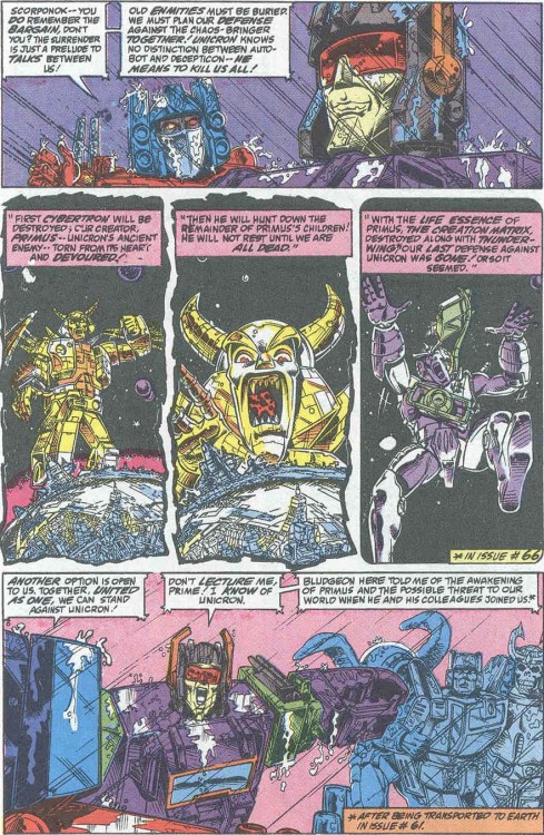 Pages from Marvel’s Transformers #71-75. Author Simon Furman, Artists Andrew Wildman and Geoff