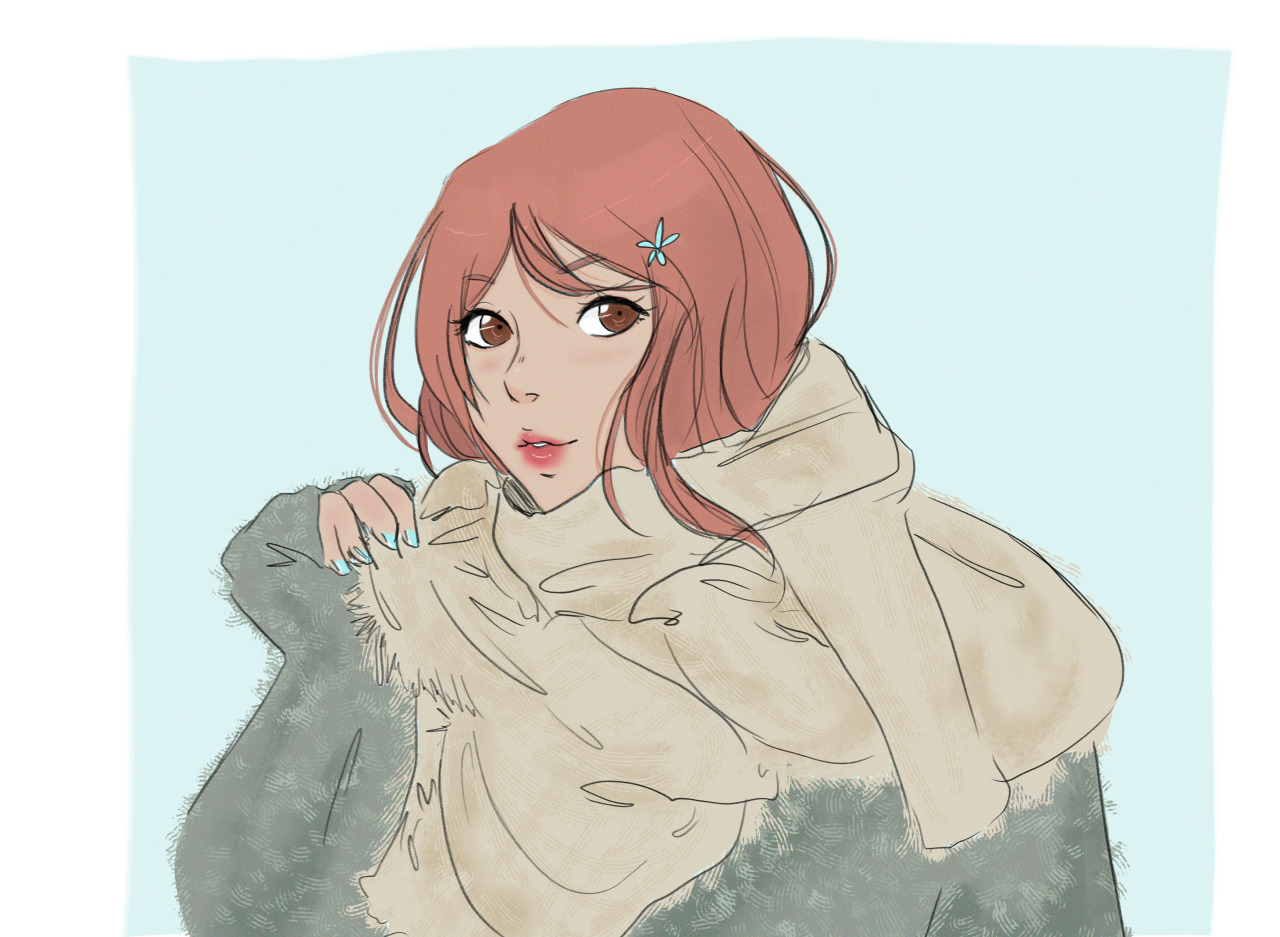 i wanted to draw her in a fuzzy sweater (im ready for fall guys) 