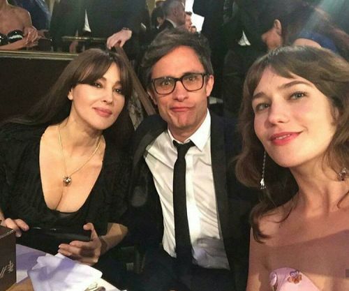 The handsome Lola @lolakirke and Gael @gaelgarciab with Monica @monicabellucciofficiel in Beverly Hi