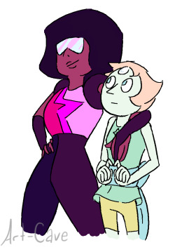 mawok:A friend of mine ships Garnet and Pearl and I drew them a nervous lil Pearl appreciating their Senpai Fusion