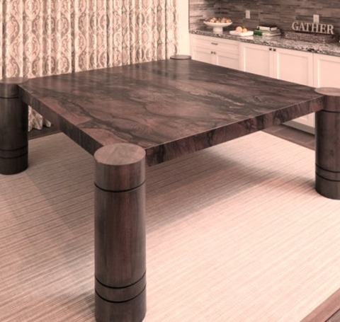 Transitional Dining Room - Dining RoomLarge Transitional Dark Wood Floor, Brown Floor And Coffered Ceiling