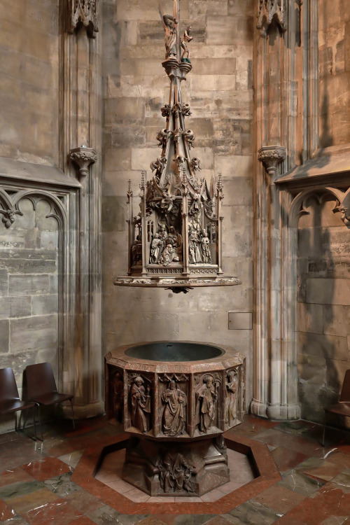 Baptism font in St. Stephen’s Cathedral, Vienna.Photography artist: Bwag⚜ Gothic month on @myn