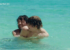 alekzmx:  actors Niels Schneider  &amp; Alessio Boni playing naked on the beach