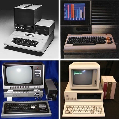 monochrome-monitor:1980s-era computers: Apple //, Commodore 64, TRS-80 and IBM PC.