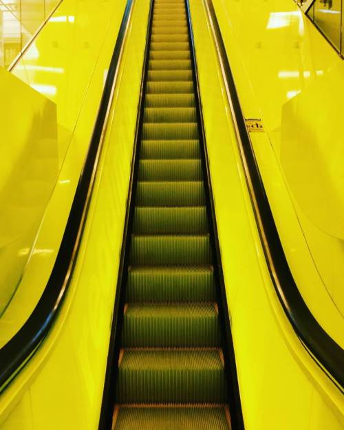 ⬆ . . . #latergram #seattlepubliclibrary #architecture #seattle #library #escalator #bright #yellow 