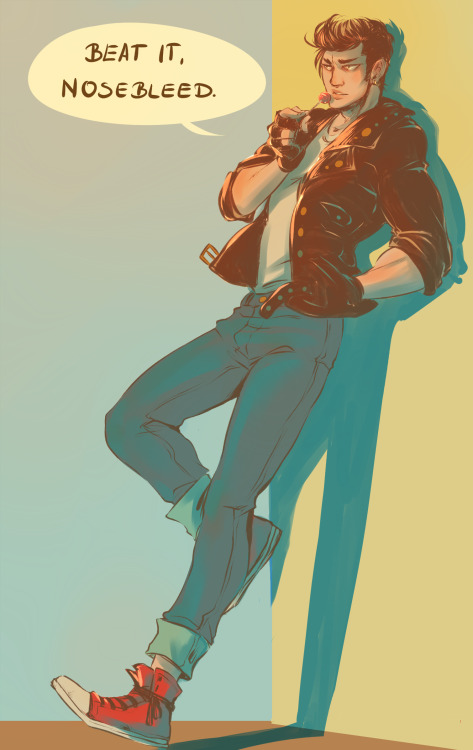 last-heroine:greaser!AU metal bat 8)[SLAMS HAND DOWN ON CAR HORN REPEATEDLY]