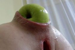 intriguingbuthorrible:  An apple a day will keep your asshole ruined long after I decide to throw you away.