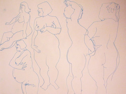 Drawings of Emily done at the Democracy Center.  Ink and/or watercolor on paper, 18"x24".    Matt Bernson 2013