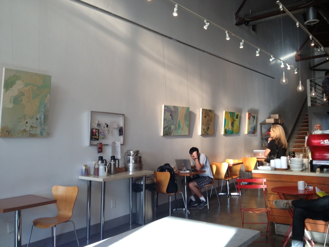 Keystone artist Joelle Cooperrider installation is up at Bru Coffee in Los Feliz. Looks beautiful. Be sure to stop by if in the neighborhood: 1866 N Vermont, they are open until 8 daily. Congratulations, Joelle!