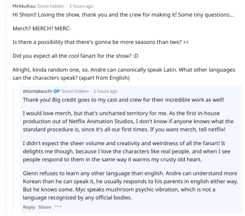 cognitosclowns:Some highlights from the Shion Takeuchi/Inside Job Reddit AMA!! I probably missed a b