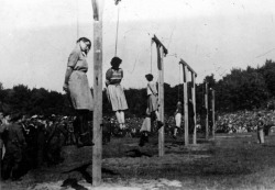 historicporn:  10 Nazi female concentration camp guards are hung. 1946. 
