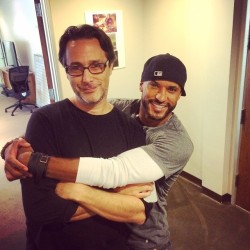 DAY FORTY-FOUR. @rickywhittle stopped by for hugs and other Grounder traditions. #the100 @jrothenbergtv