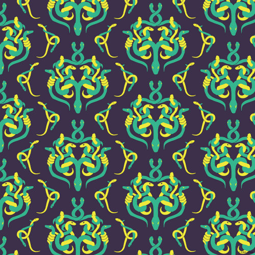 phantomqueen: updated that snake damask from early last semester, based on suggestions i got in clas