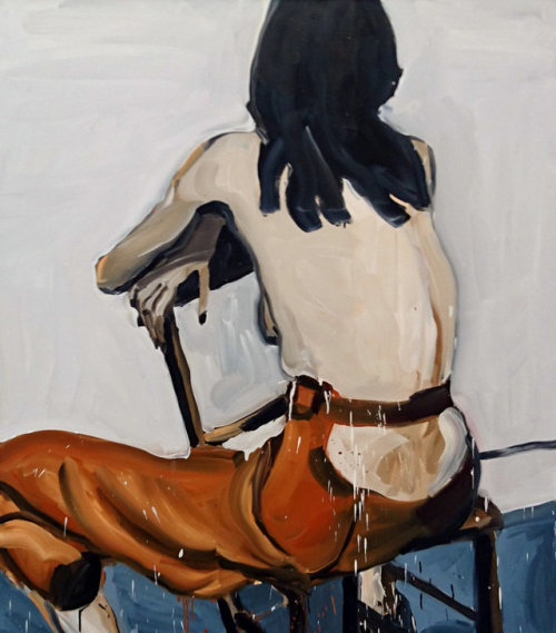 Staring Into a Corner   -    Jenni Hiltunen, 2016.Finnish,b.1981-Oil on canvas. 140 x 125 cm