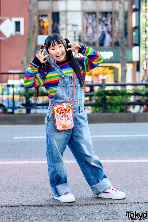 13-year-old English-speaking Japanese actress and TikToker Neo Baba on the street in Harajuku wearin