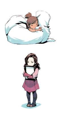 denimcatfish:&ldquo;Hug&rdquo; Morning doodle. Korra and Naga. Asami and her mother’s portrait.