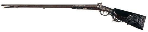 Magnificent 16 gauge German muzzleloading percussion shotgun crafted by Carl Stiegele of Munich in t