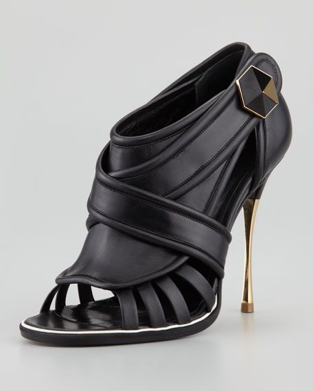     Nicholas Kirkwood - Golden-Heel Cage Bootie  