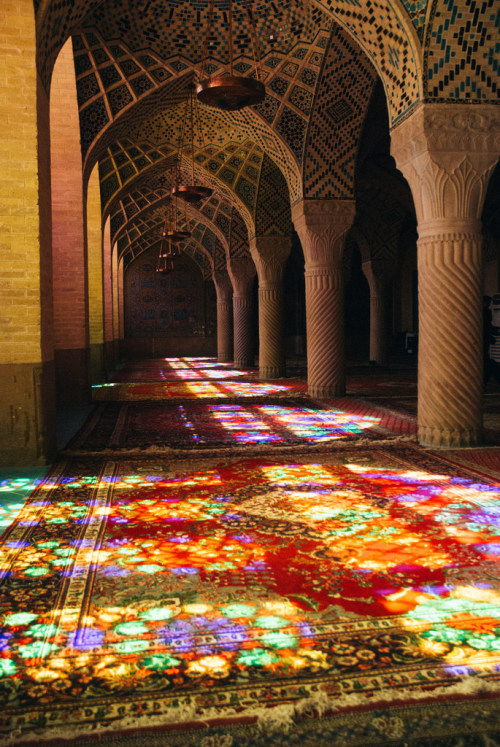 henriplantagenet:Nasir ol Mulk Mosque, Shiraz. Also known as the Pink Mosque due to the extensive am