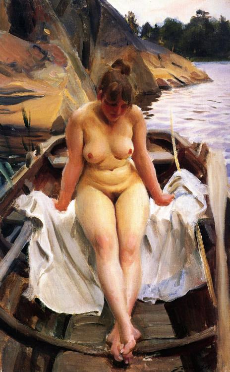 Anders Zorn - Woman in a boat (1917)