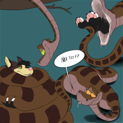 ssecarthepython:  azathuravoresart:  Commission for  huttser-coyote featuring Kaa from the Jungle Book.Huttser belongs to  huttser-coyoteKaa (1967 version) belongs to DisneyEnjoy!    RiZ: ME!!! I mean… what?