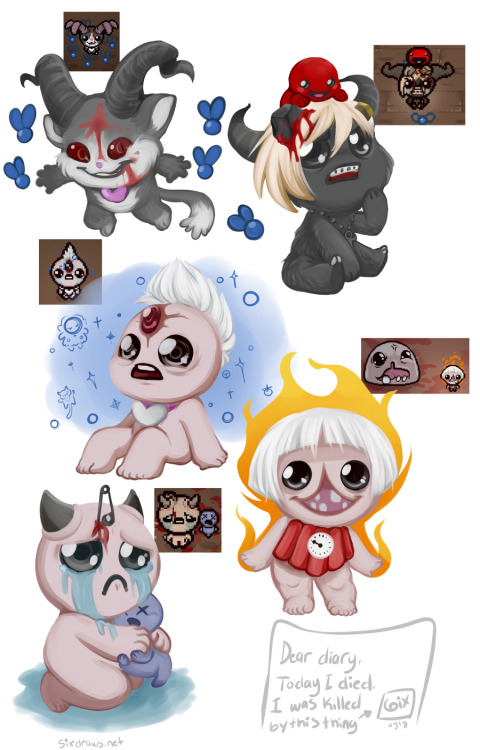 sixelona:Set 4 of Binding of Isaac Combo doodles